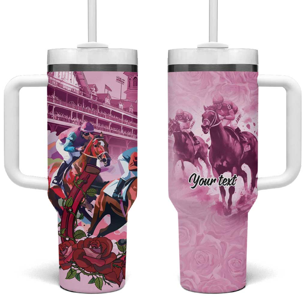 Personalized Kentucky Horse Race Tumbler With Handle Pink Out Party