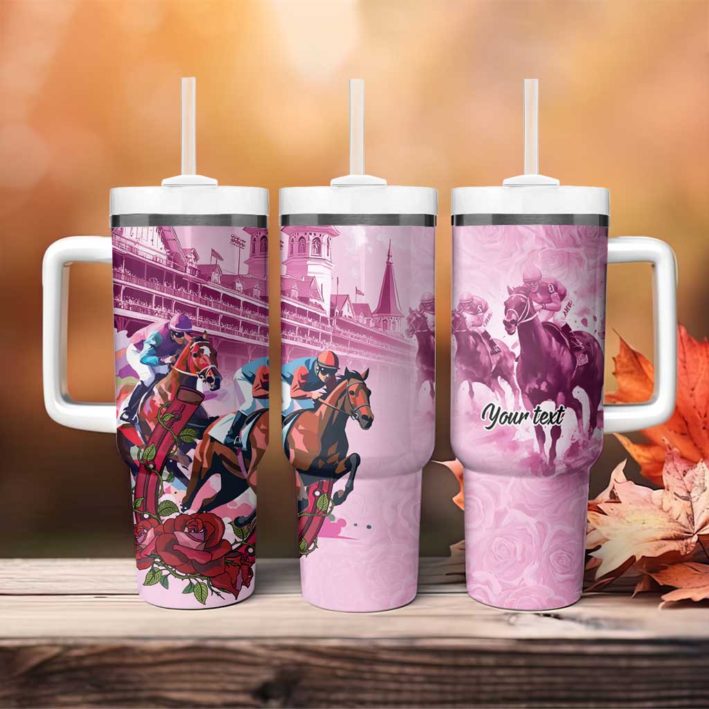Personalized Kentucky Horse Race Tumbler With Handle Pink Out Party