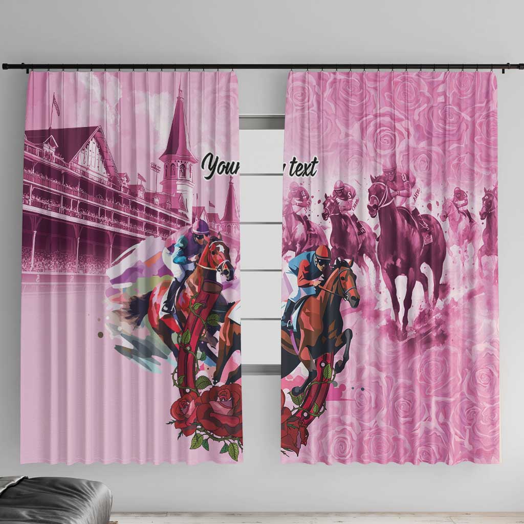 Personalized Kentucky Horse Race Window Curtain Pink Out Party