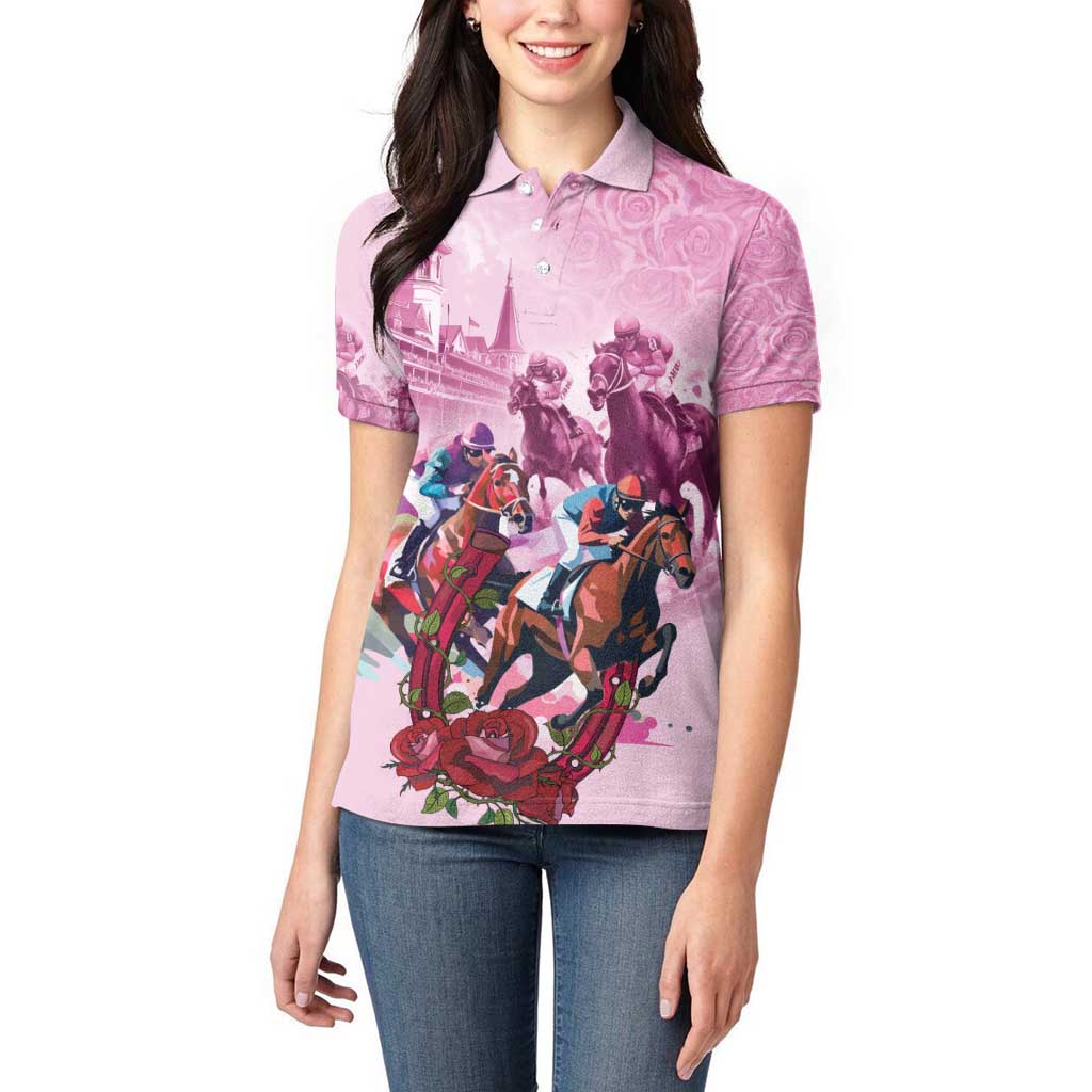 Personalized Kentucky Horse Race Women Polo Shirt Pink Out Party