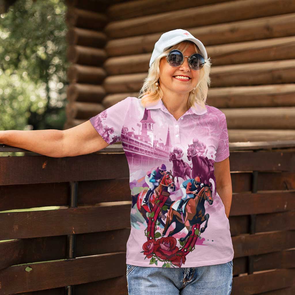 Personalized Kentucky Horse Race Women Polo Shirt Pink Out Party