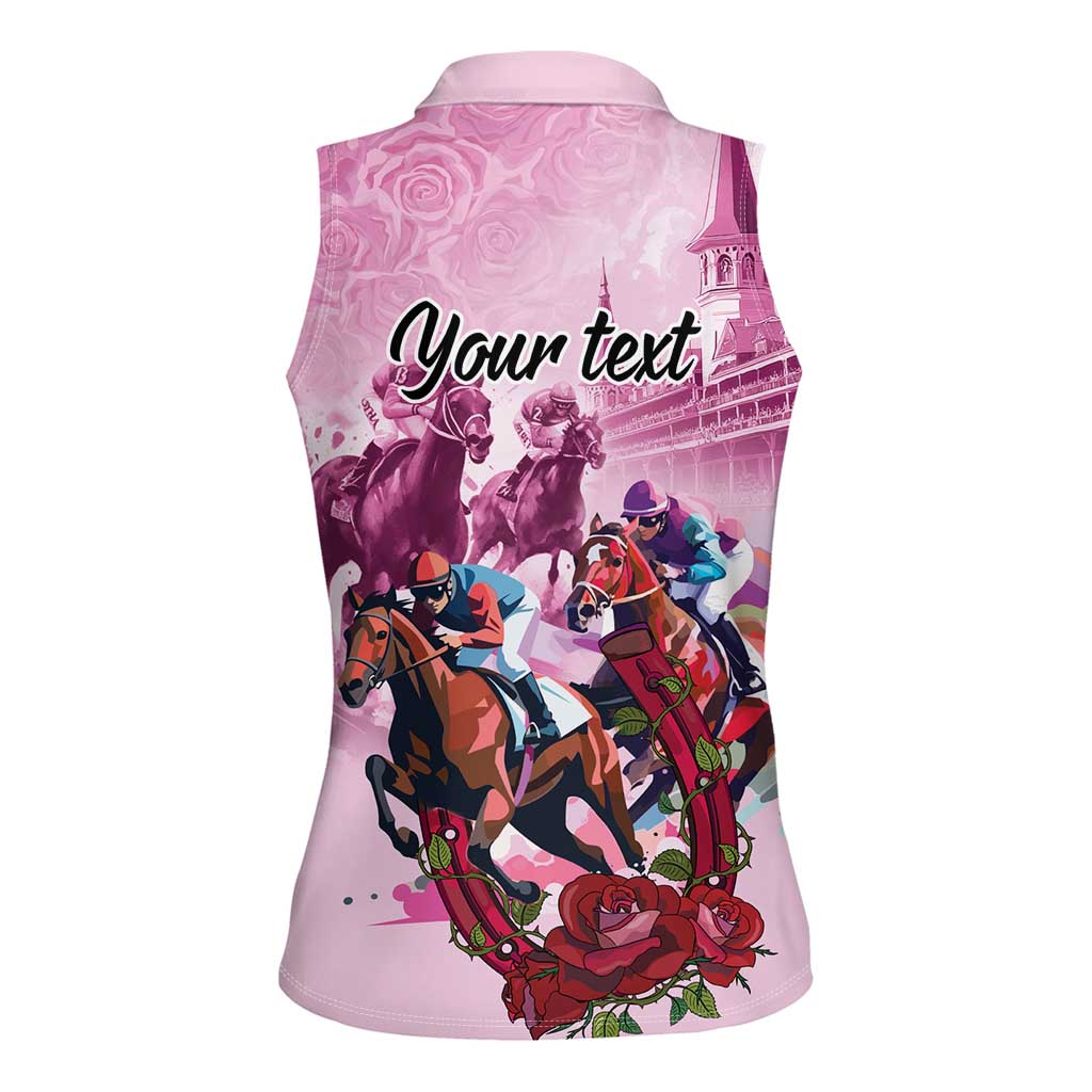 Personalized Kentucky Horse Race Women Sleeveless Polo Shirt Pink Out Party