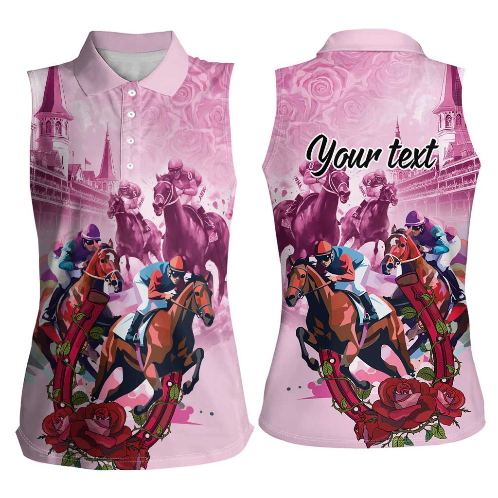 Personalized Kentucky Horse Race Women Sleeveless Polo Shirt Pink Out Party