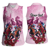 Personalized Kentucky Horse Race Women Sleeveless Polo Shirt Pink Out Party
