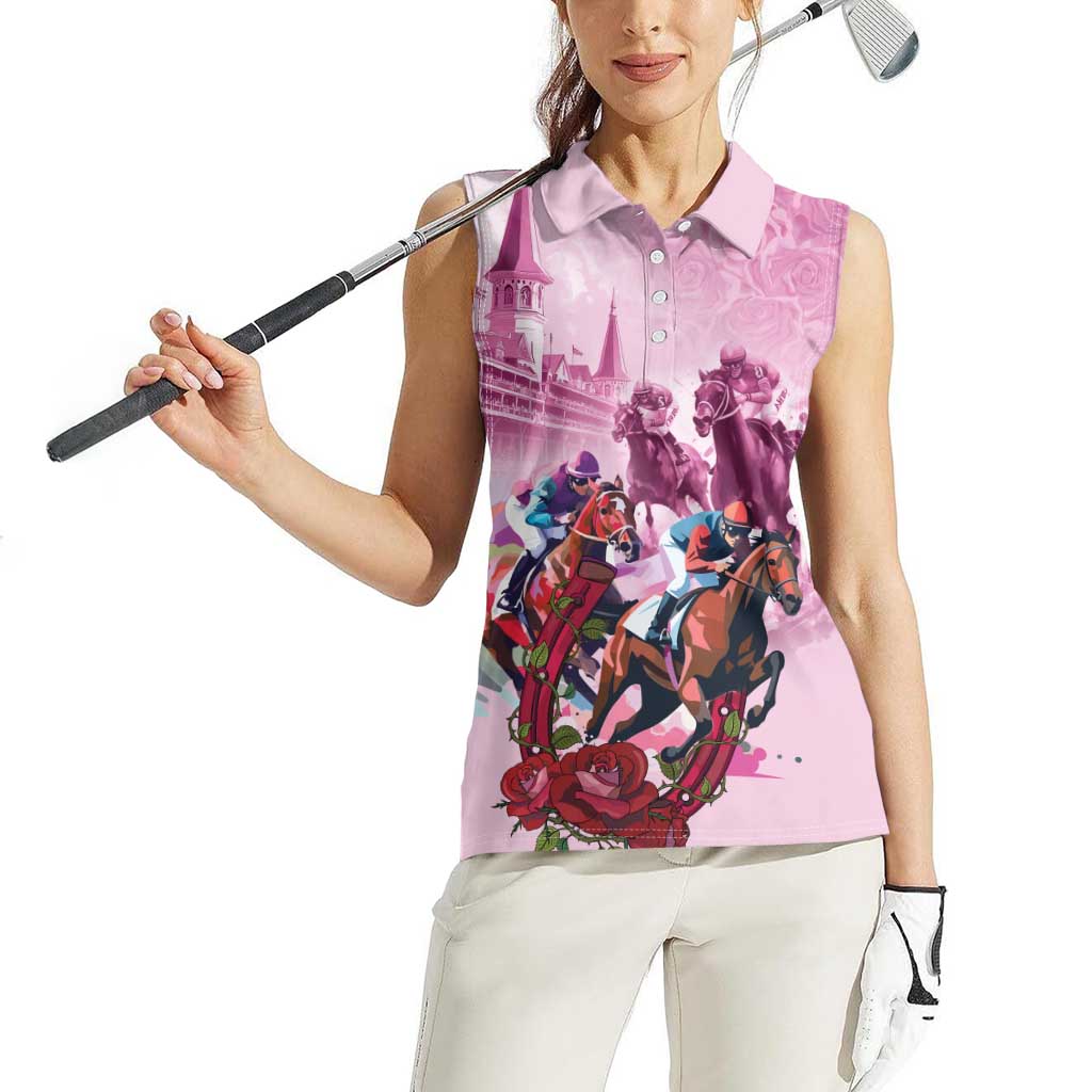 Personalized Kentucky Horse Race Women Sleeveless Polo Shirt Pink Out Party