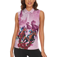 Personalized Kentucky Horse Race Women Sleeveless Polo Shirt Pink Out Party