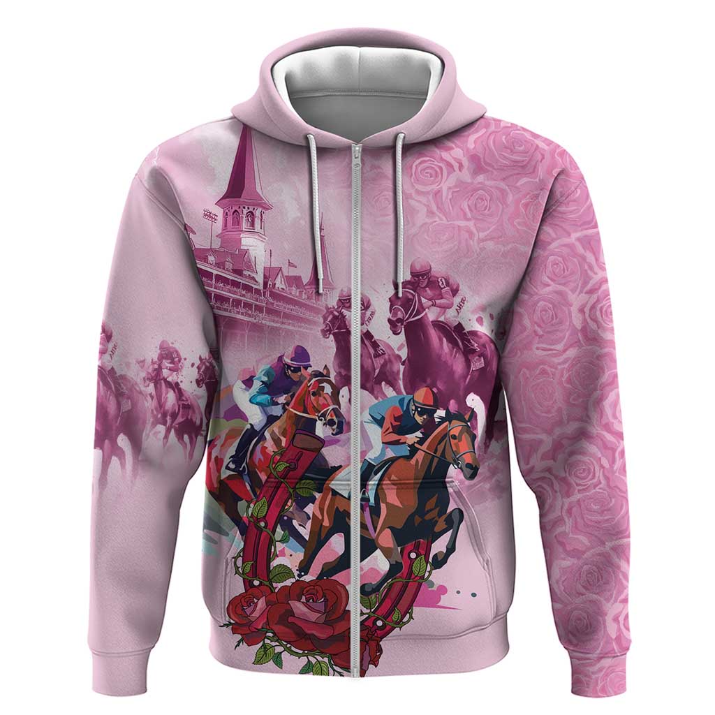 Personalized Kentucky Horse Race Zip Hoodie Pink Out Party