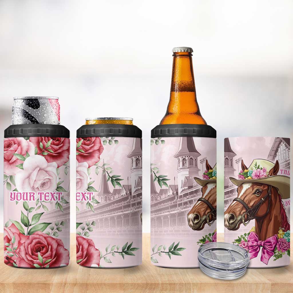 Personalized Kentucky Horse Race 4 in 1 Can Cooler Tumbler Talk Derby To Me Derby Horse