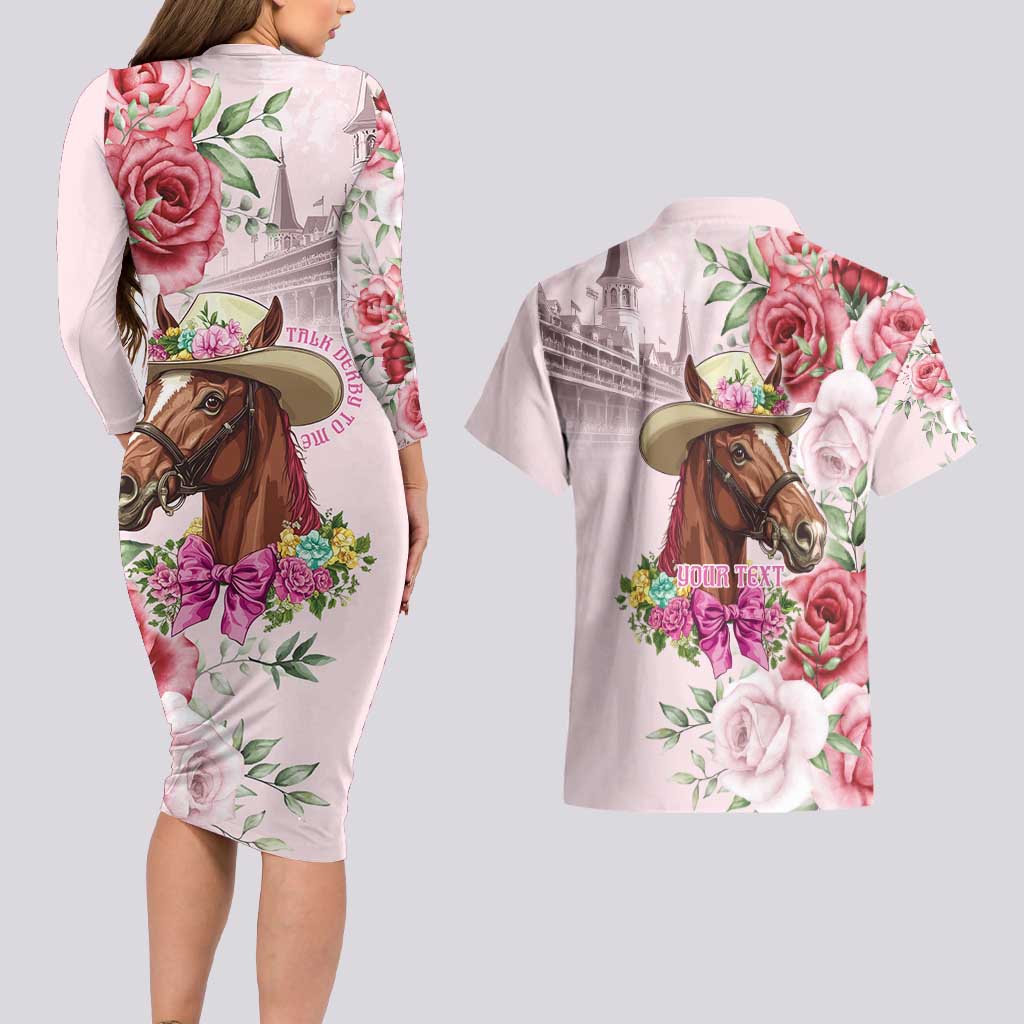 Personalized Kentucky Horse Race Couples Matching Long Sleeve Bodycon Dress and Hawaiian Shirt Talk Derby To Me Derby Horse