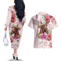 Personalized Kentucky Horse Race Couples Matching Off The Shoulder Long Sleeve Dress and Hawaiian Shirt Talk Derby To Me Derby Horse