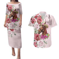 Personalized Kentucky Horse Race Couples Matching Puletasi and Hawaiian Shirt Talk Derby To Me Derby Horse