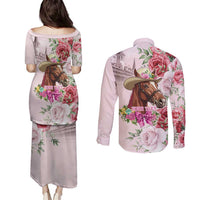 Personalized Kentucky Horse Race Couples Matching Puletasi and Long Sleeve Button Shirt Talk Derby To Me Derby Horse