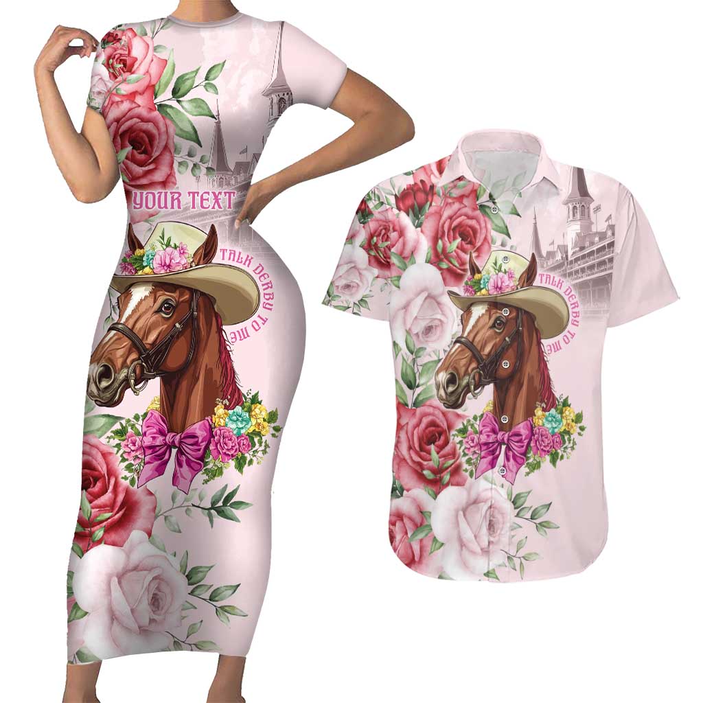 Personalized Kentucky Horse Race Couples Matching Short Sleeve Bodycon Dress and Hawaiian Shirt Talk Derby To Me Derby Horse