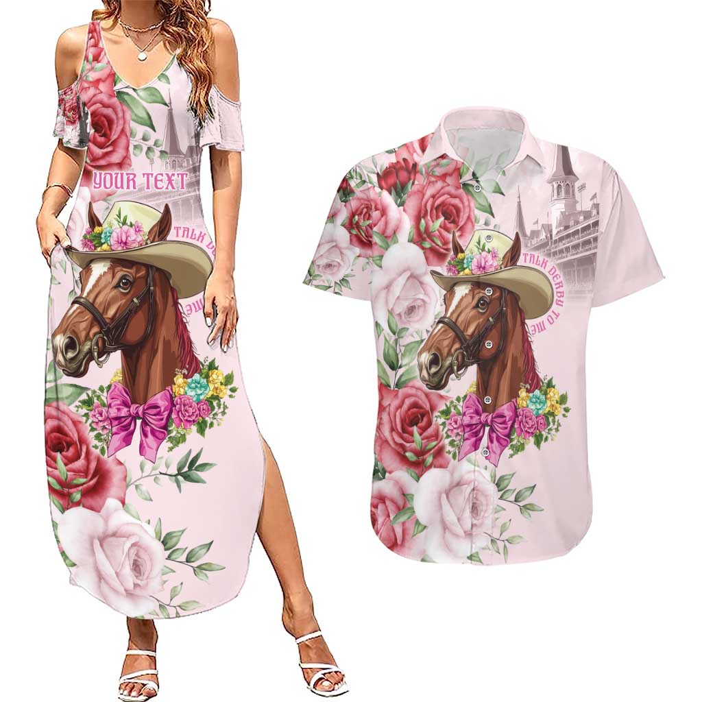 Personalized Kentucky Horse Race Couples Matching Summer Maxi Dress and Hawaiian Shirt Talk Derby To Me Derby Horse