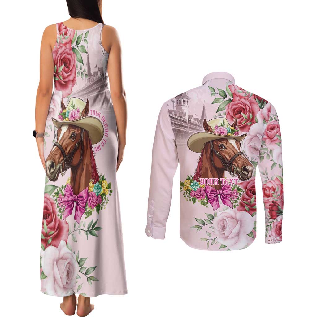 Personalized Kentucky Horse Race Couples Matching Tank Maxi Dress and Long Sleeve Button Shirt Talk Derby To Me Derby Horse