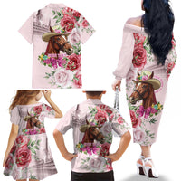 Personalized Kentucky Horse Race Family Matching Off The Shoulder Long Sleeve Dress and Hawaiian Shirt Talk Derby To Me Derby Horse