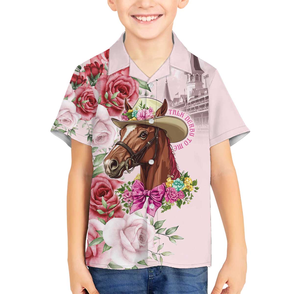 Personalized Kentucky Horse Race Family Matching Off The Shoulder Long Sleeve Dress and Hawaiian Shirt Talk Derby To Me Derby Horse