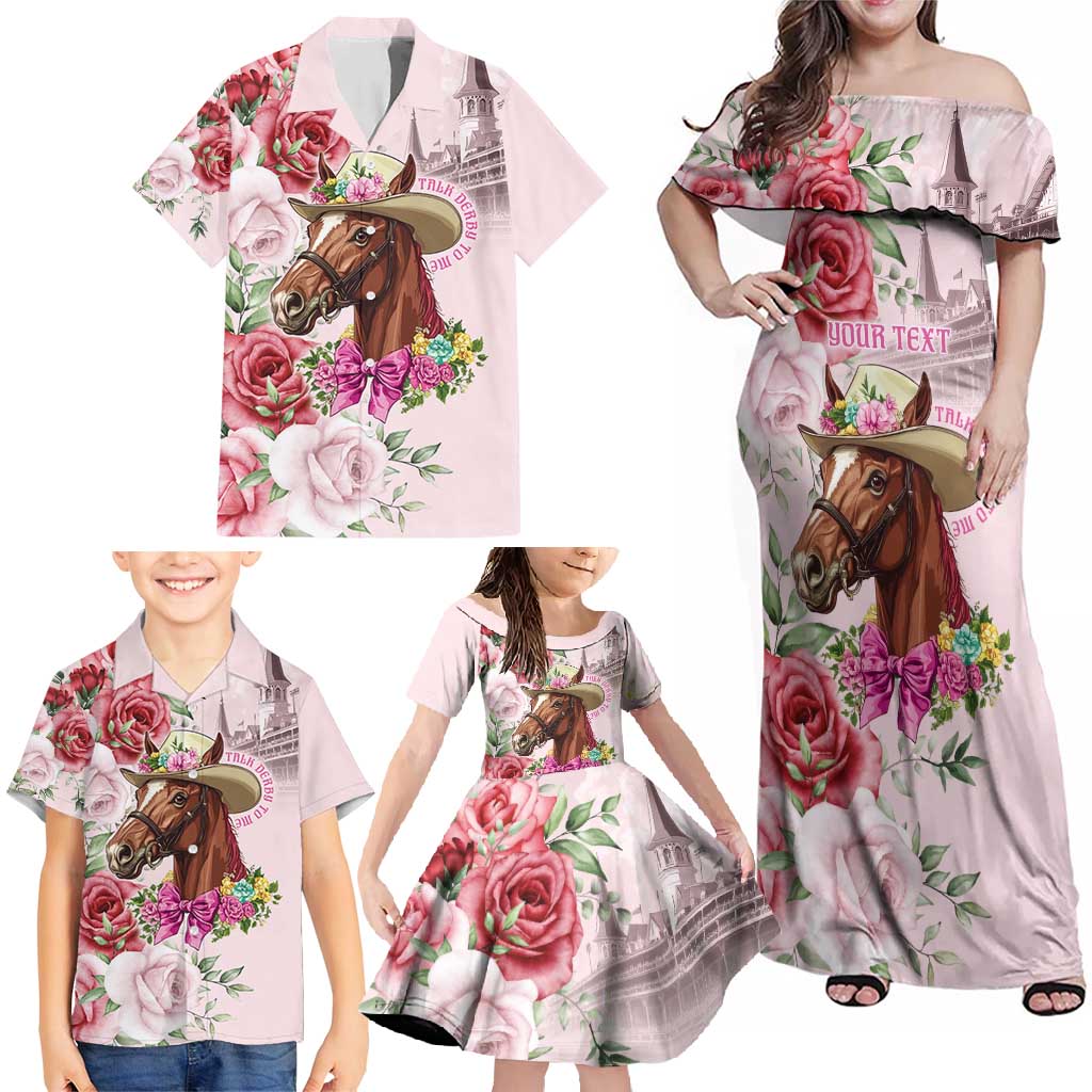 Personalized Kentucky Horse Race Family Matching Off Shoulder Maxi Dress and Hawaiian Shirt Talk Derby To Me Derby Horse
