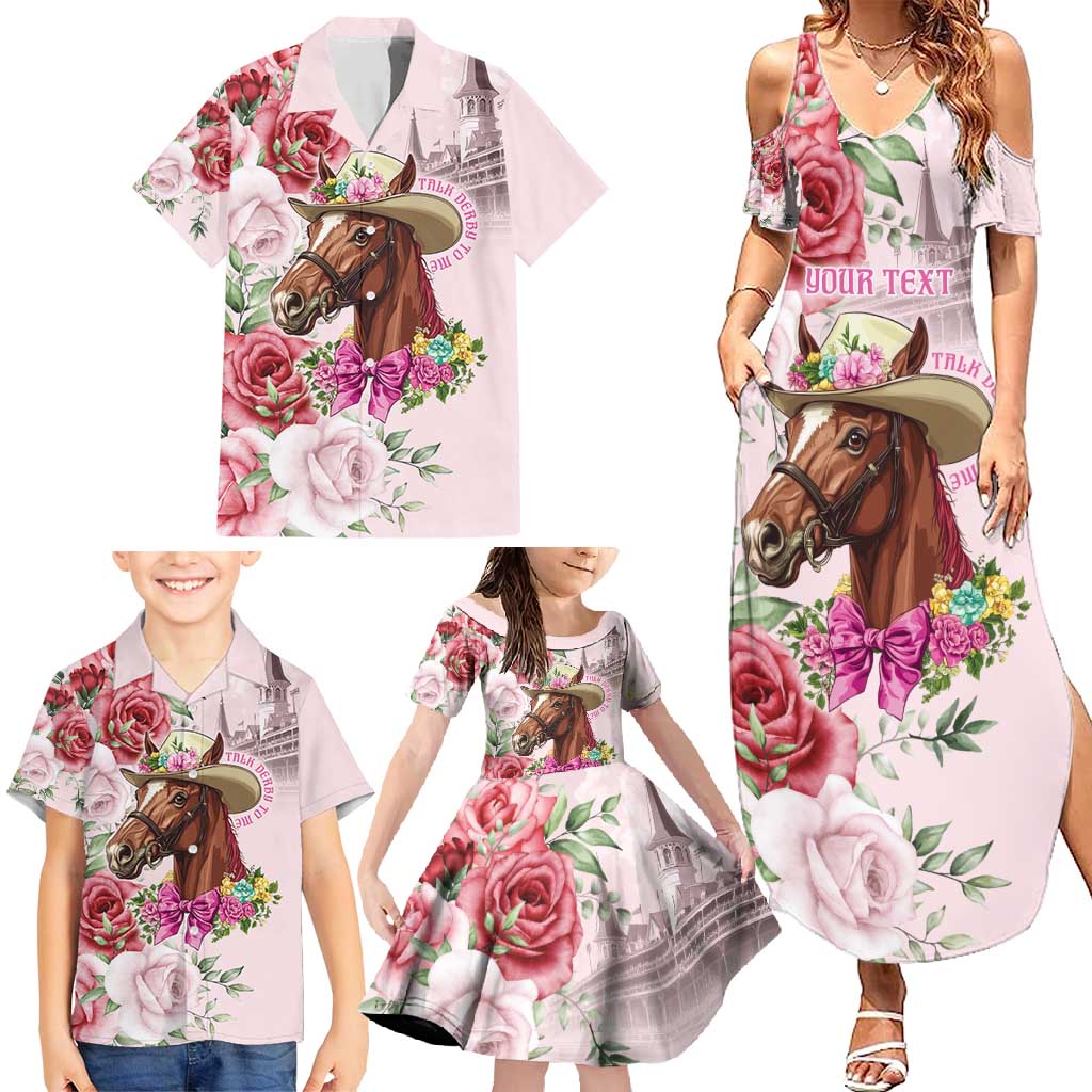 Personalized Kentucky Horse Race Family Matching Summer Maxi Dress and Hawaiian Shirt Talk Derby To Me Derby Horse