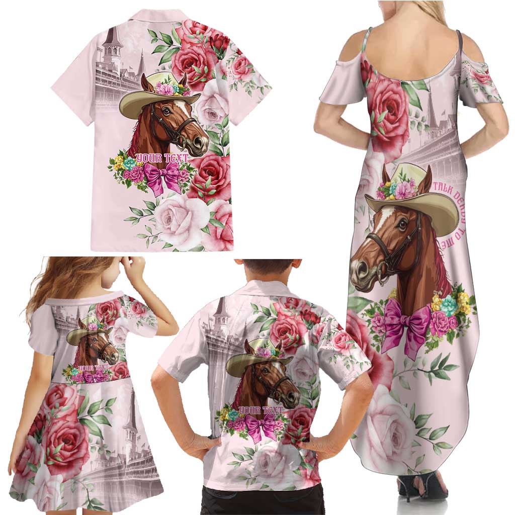 Personalized Kentucky Horse Race Family Matching Summer Maxi Dress and Hawaiian Shirt Talk Derby To Me Derby Horse