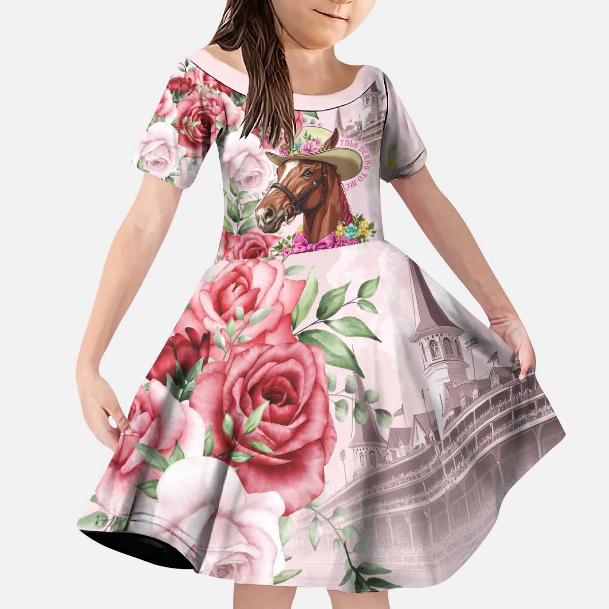 Personalized Kentucky Horse Race Kid Short Sleeve Dress Talk Derby To Me Derby Horse