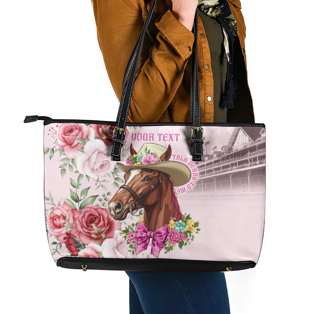Personalized Kentucky Horse Race Leather Tote Bag Talk Derby To Me Derby Horse