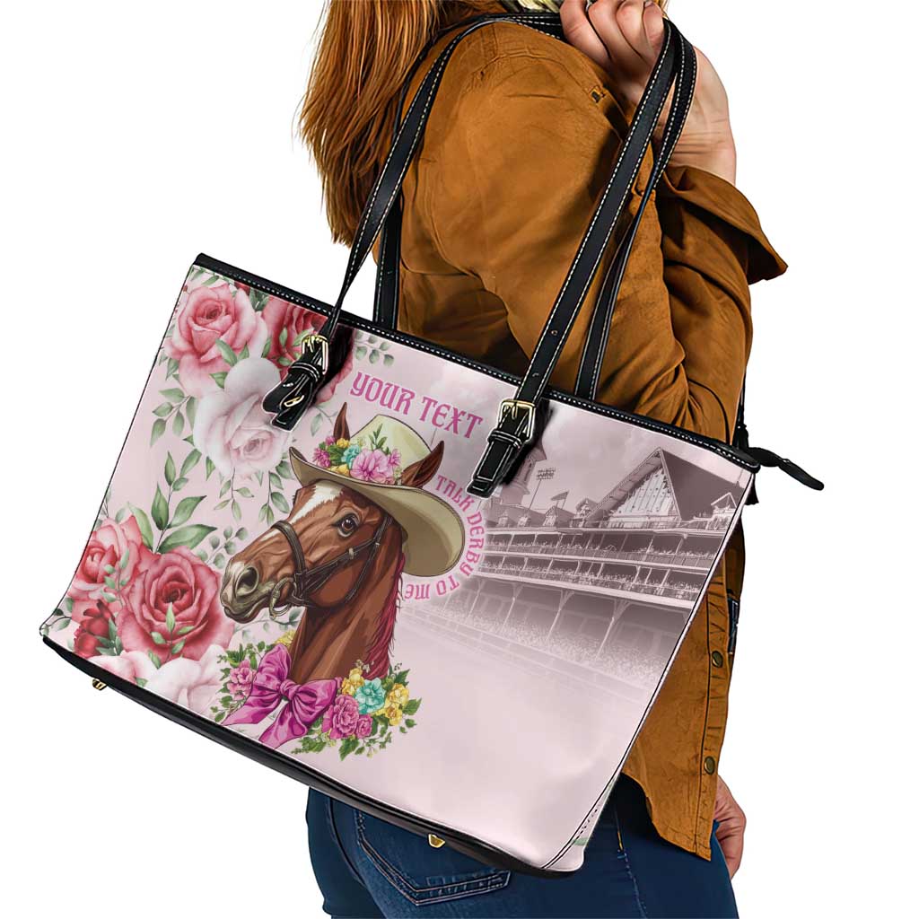 Personalized Kentucky Horse Race Leather Tote Bag Talk Derby To Me Derby Horse