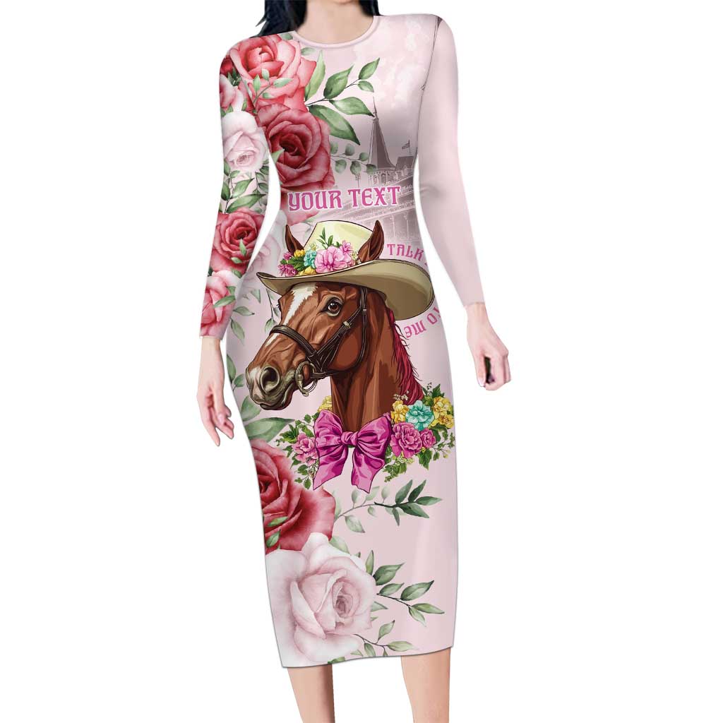 Personalized Kentucky Horse Race Long Sleeve Bodycon Dress Talk Derby To Me Derby Horse