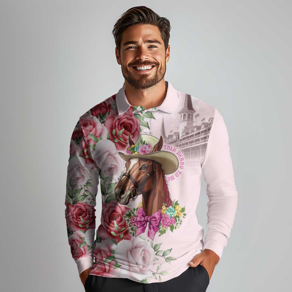 Personalized Kentucky Horse Race Long Sleeve Polo Shirt Talk Derby To Me Derby Horse