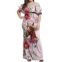 Personalized Kentucky Horse Race Off Shoulder Maxi Dress Talk Derby To Me Derby Horse