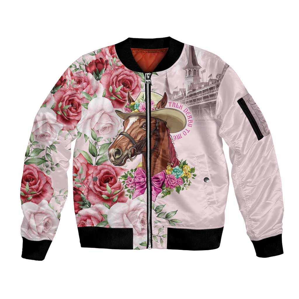 Personalized Kentucky Horse Race Sleeve Zip Bomber Jacket Talk Derby To Me Derby Horse