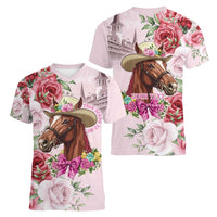 Personalized Kentucky Horse Race Women V-Neck T-Shirt Talk Derby To Me Derby Horse