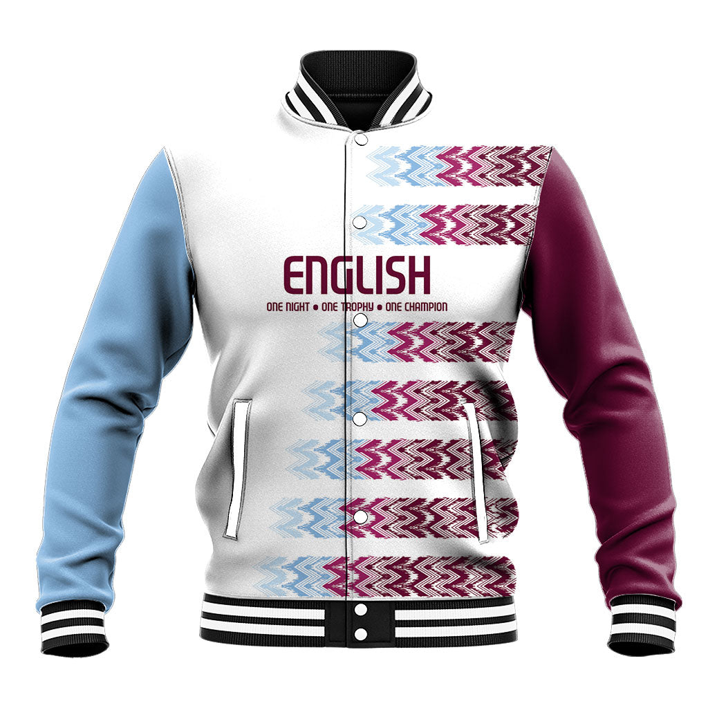 English European Football Baseball Jacket Sublimation Blue Maroon Stripes Effect