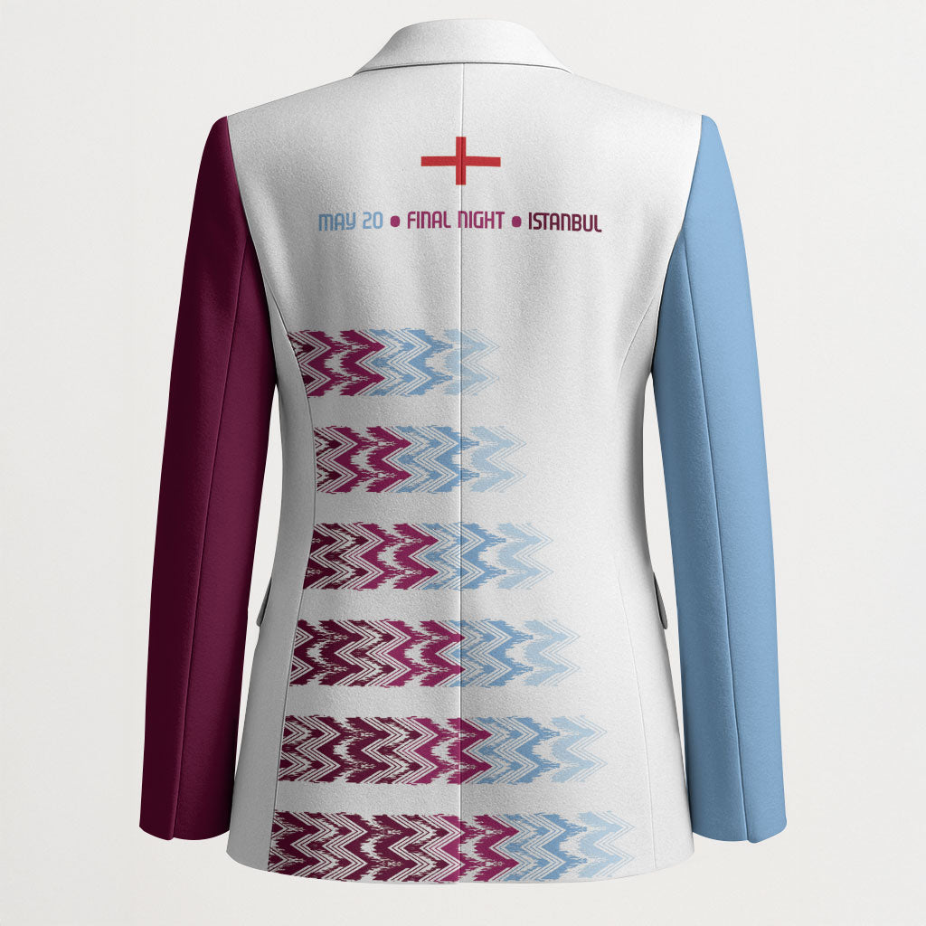English European Football Blazer Sublimation Blue Maroon Stripes Effect