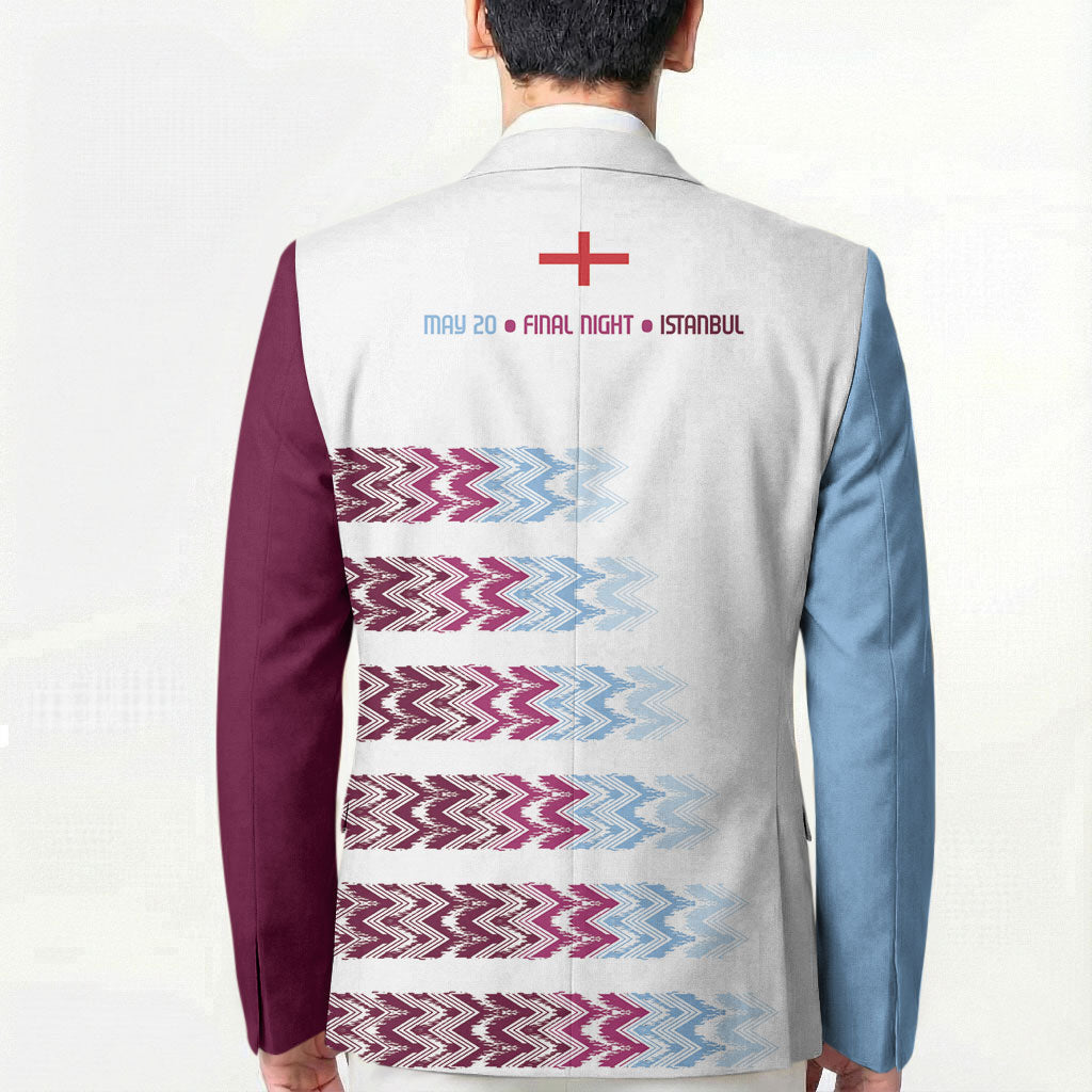English European Football Blazer Sublimation Blue Maroon Stripes Effect