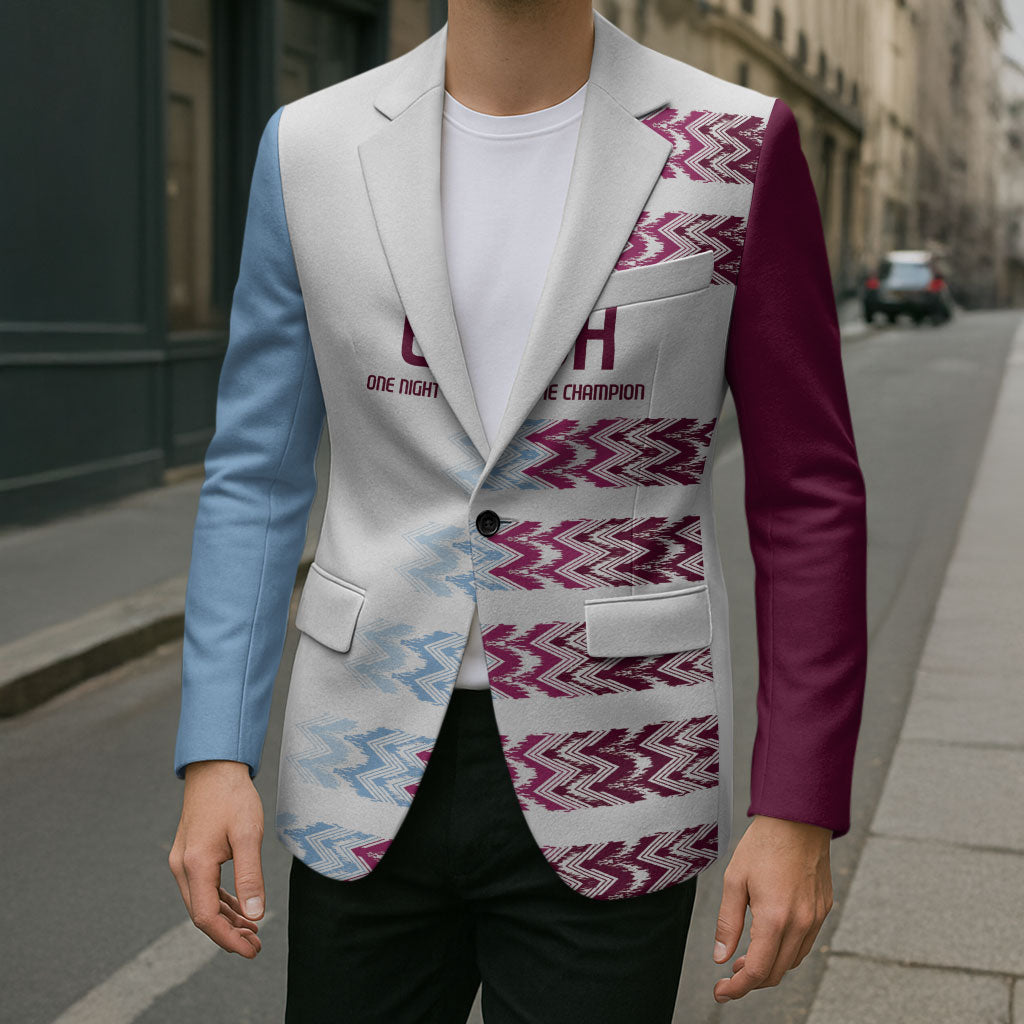 English European Football Blazer Sublimation Blue Maroon Stripes Effect