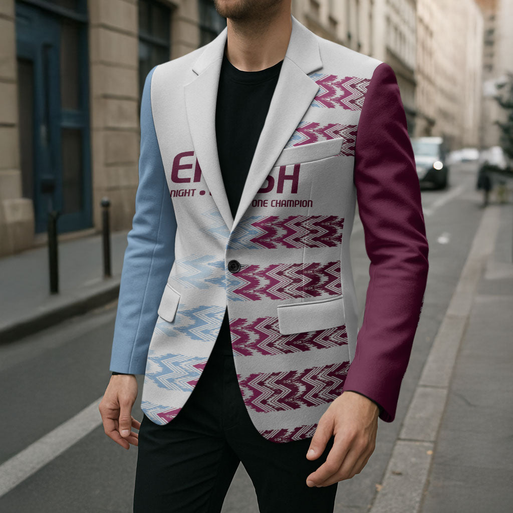 English European Football Blazer Sublimation Blue Maroon Stripes Effect