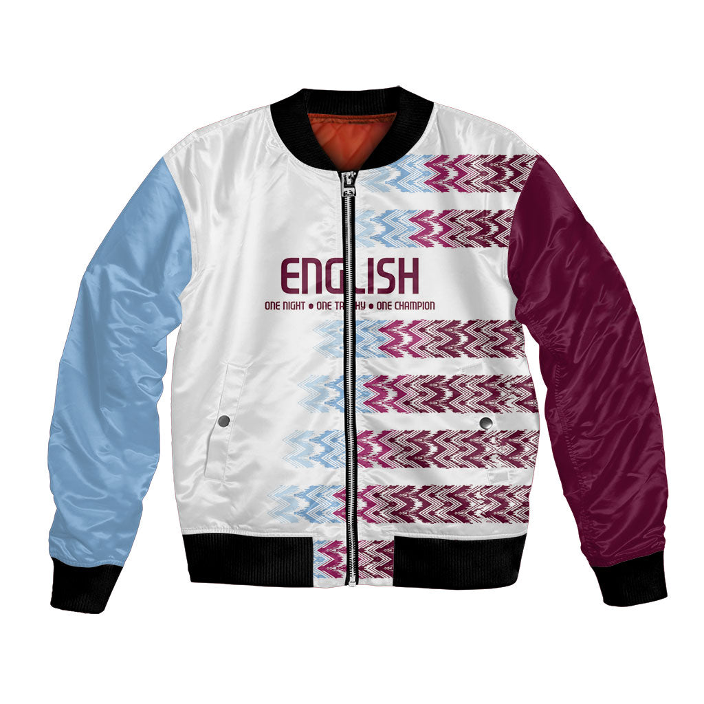 English European Football Bomber Jacket Sublimation Blue Maroon Stripes Effect