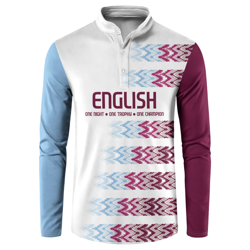 English European Football Button Sweatshirt Sublimation Blue Maroon Stripes Effect
