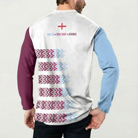 English European Football Button Sweatshirt Sublimation Blue Maroon Stripes Effect