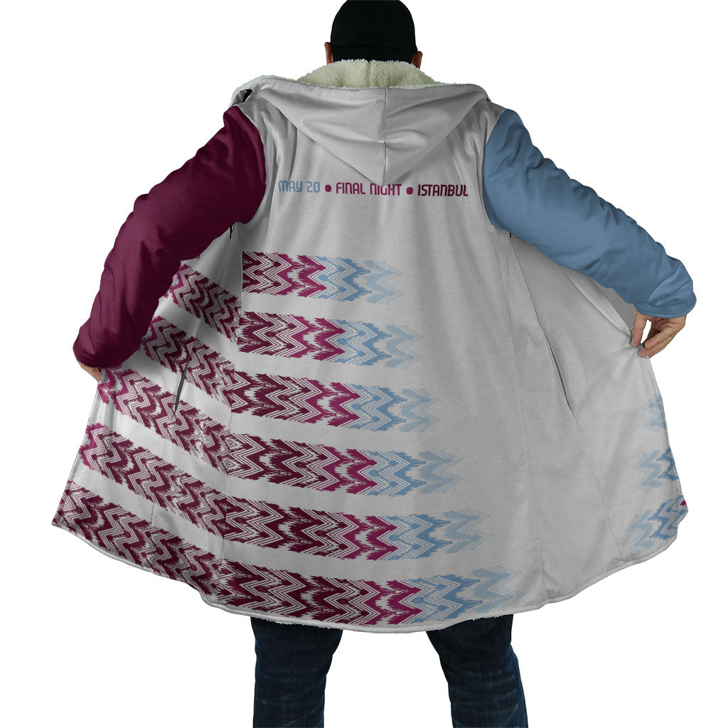 English European Football Cloak Sublimation Blue Maroon Stripes Effect