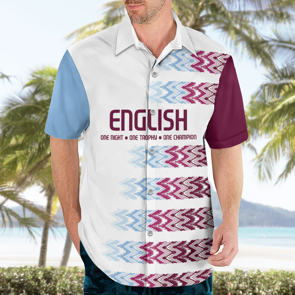 English European Football Hawaiian Shirt Sublimation Blue Maroon Stripes Effect
