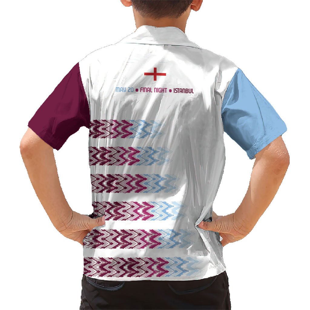 English European Football Hawaiian Shirt Sublimation Blue Maroon Stripes Effect