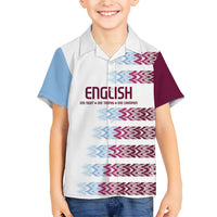 English European Football Kid Hawaiian Shirt Sublimation Blue Maroon Stripes Effect