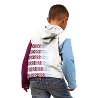English European Football Kid Hoodie Sublimation Blue Maroon Stripes Effect