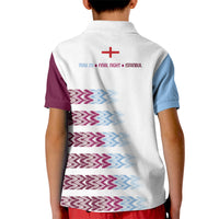English European Football Kid Polo Shirt Sublimation Blue Maroon Stripes Effect