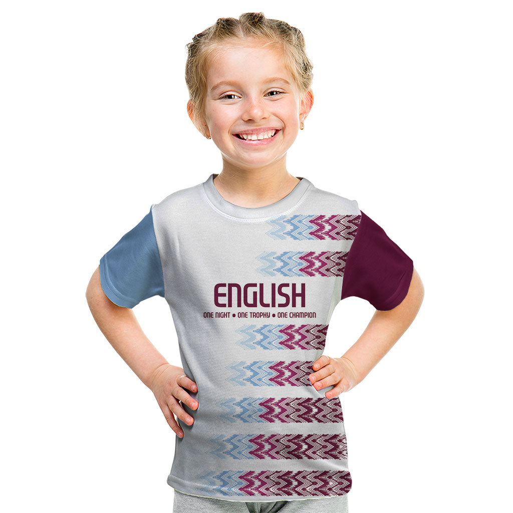 English European Football Kid T Shirt Sublimation Blue Maroon Stripes Effect