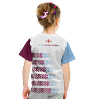 English European Football Kid T Shirt Sublimation Blue Maroon Stripes Effect