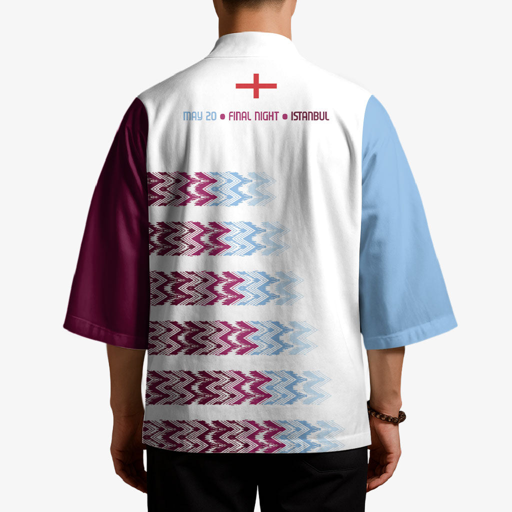 English European Football Kimono Sublimation Blue Maroon Stripes Effect