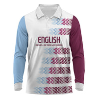 English European Football Long Sleeve Polo Shirt Sublimation Blue Maroon Stripes Effect